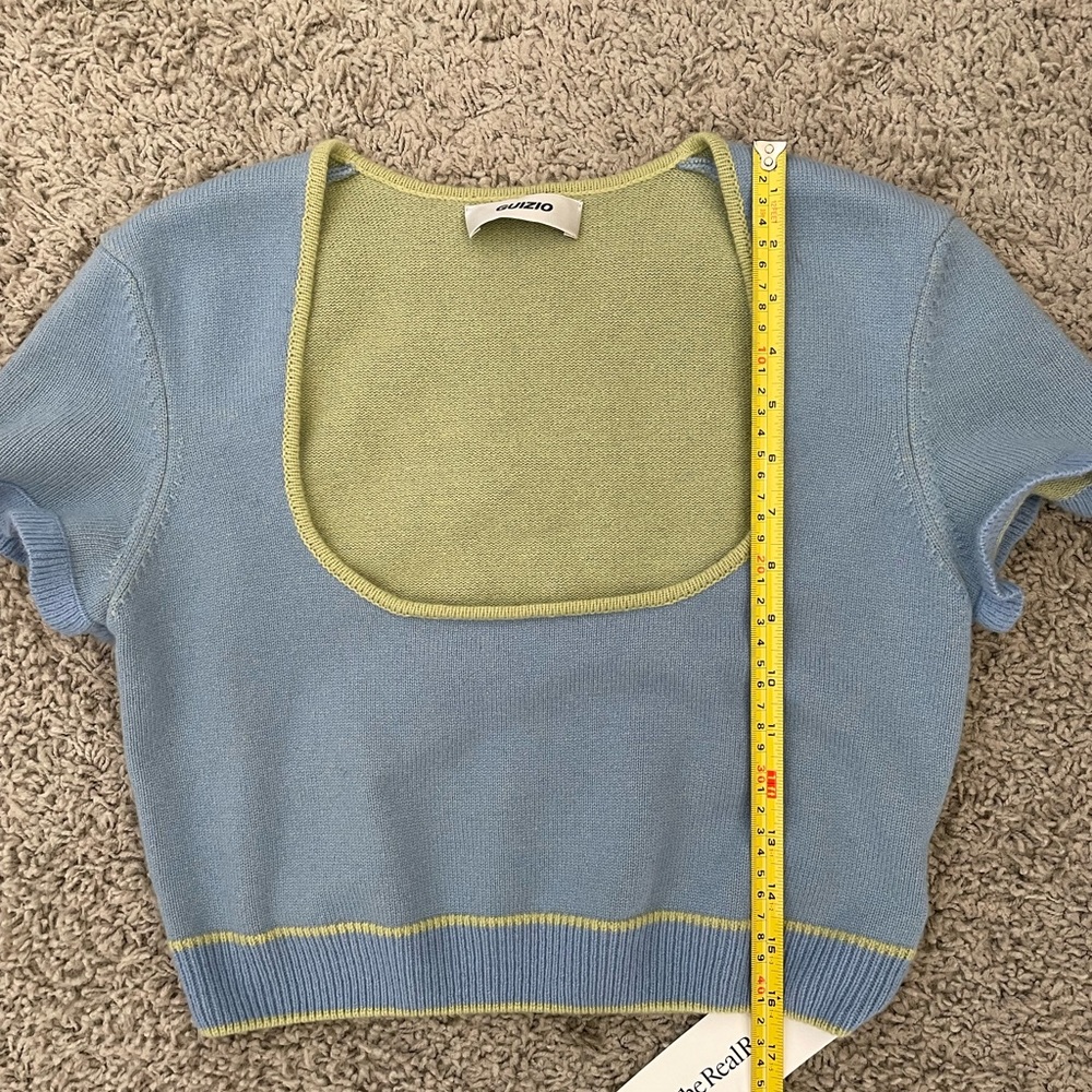 Guizio Blue and Green Knit Crop Top- Large - Picture 11 of 12